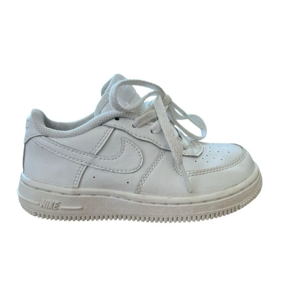 Nike Air Force 1 Low Triple White Sneakers Shoes 314194-117 Child Size 7C